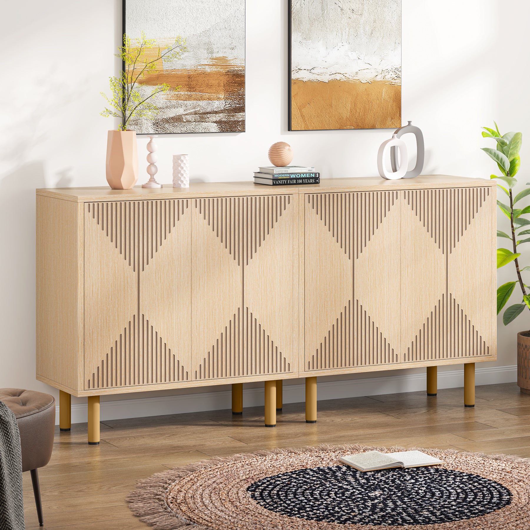 Wood Sideboard Buffet Storage Cabinet with Doors